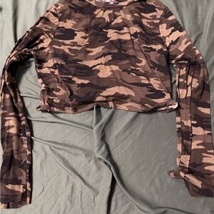 Camouflage Long Sleeve Women's Crop Top